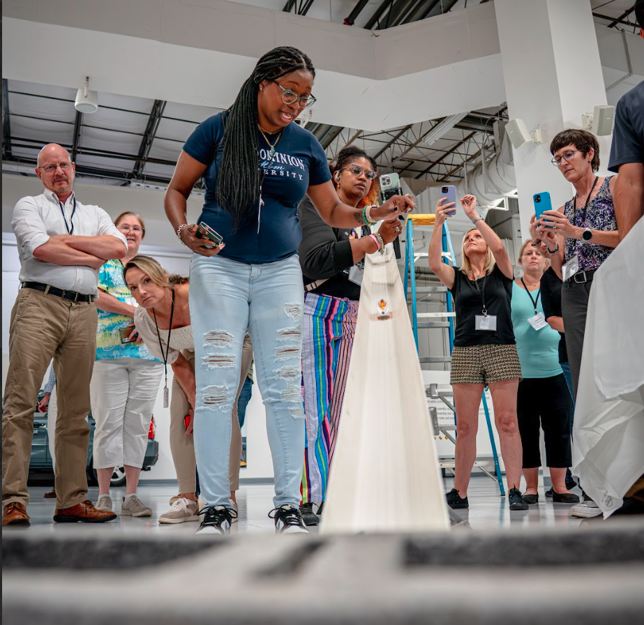 Teachers testing their crash cushion designs with PockletLab G-Force